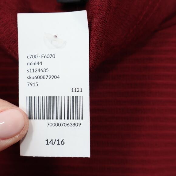 NWT Lane Bryant Ribbed Long Sleeve Turtleneck Top In Cabaret Wine Size 14/16 - Picture 11 of 12